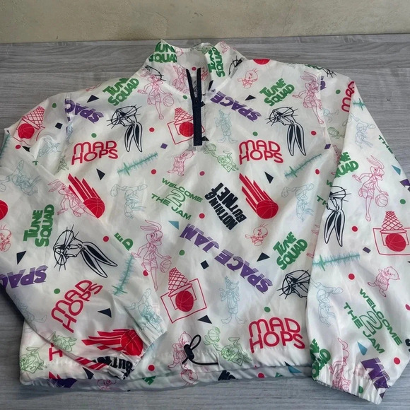 Space Jam: A New Legacy Looney Tunes White 1/4 Zip Collar Windbreaker Size Large - Picture 9 of 11